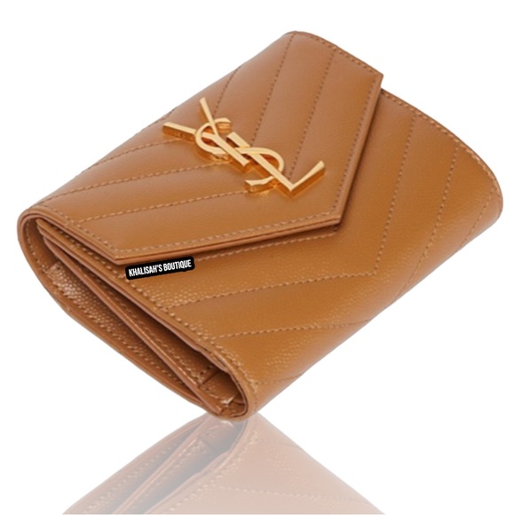 NWT VERY RARE! YSL YVES SAINT LAURENT Monogramme Grain de Poudre Tri-Fold Wallet - Picture 2 of 13